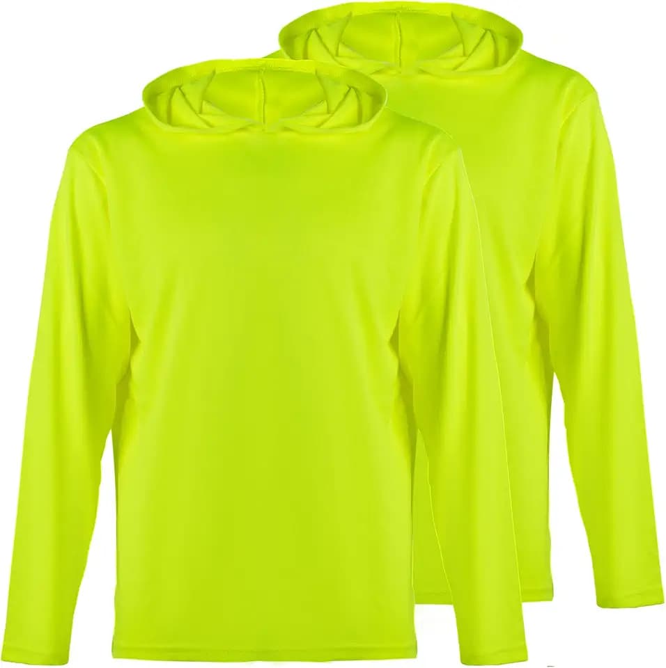 ProtectX 2 Pack Men Hi Vis Lightweight Long Sun Hoodie, Sun Shirt with Hood