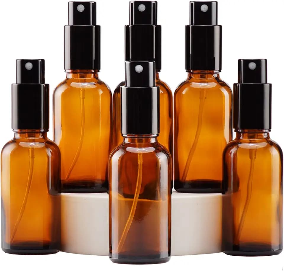 YIZHAO Braun Sprühflasche Glas 30ml, Sprühflasche Klein Glas mit [Zerstäuber], für Ätherisches Öle,Kosmetik, Apotheker, Reinigung,Aromatherapie, Massage, Haare – 6Pcs