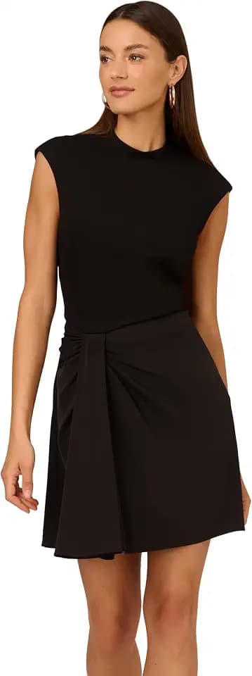 Adrianna Papell Women's Ponte Combo Short Dress