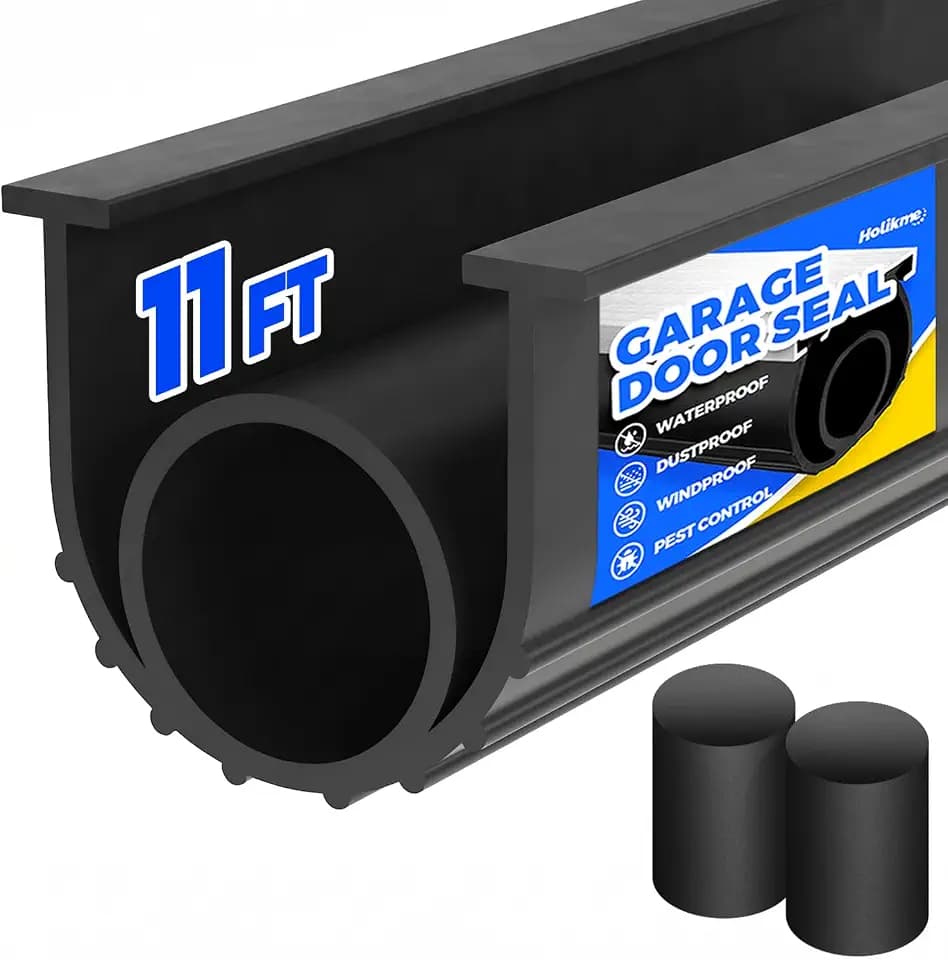 Holikme Garage Door Bottom Seal, EPDM Rubber Weather Stripping 11Ft Black