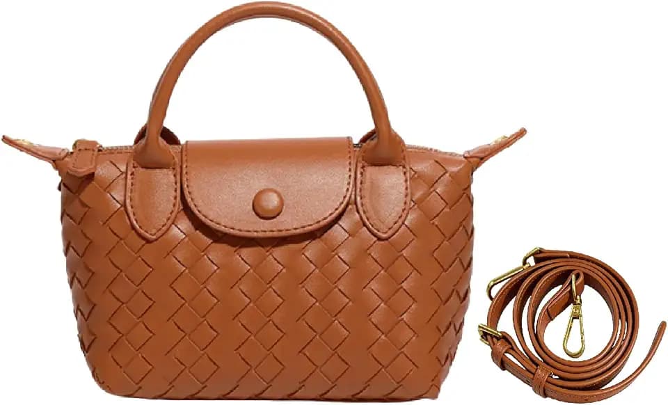 Woven Crossbody Bag, Cute Small Vegan Leather Purse for Travel