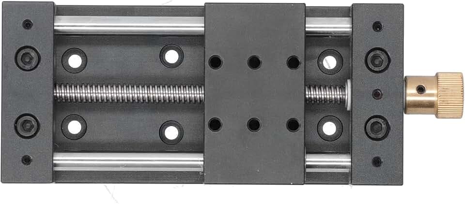 Lineartisch-Aktuator, 75-mm-Lineartisch, Linearer Bewegungsschienenführungstisch, Manueller Gleittisch, Aluminiumlegierung, Hochpräzise Lineare Schienenführung mit Basis