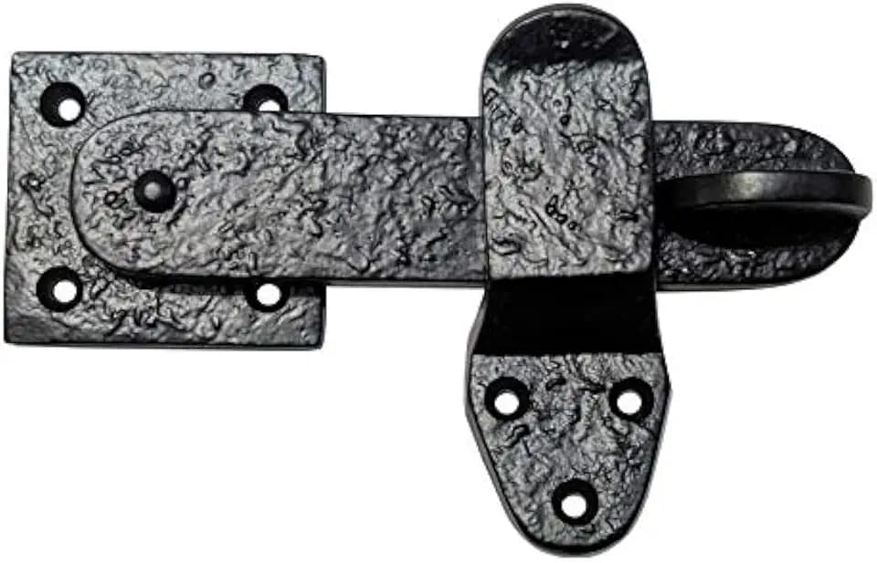 Adonai Hardware 5" "Elath Antique Heavy Duty Forged Front Entry Sturdy Flip Gate Latch (1 Pack, Matte Black) for Vintage Wooden Barn Shed Doors, Gates, Fences, Furniture, Castle and Farmhouse
