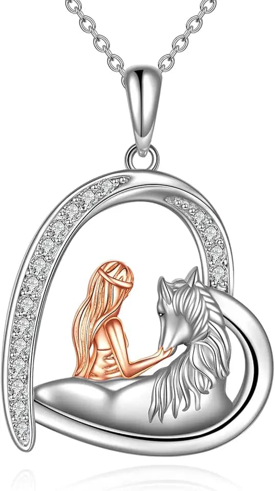 YAFEINI Pferd Halskette Mädchen Anhänger Pferd Kette 925 Sterling Silber Schmuck Geschenk für Damen Freund