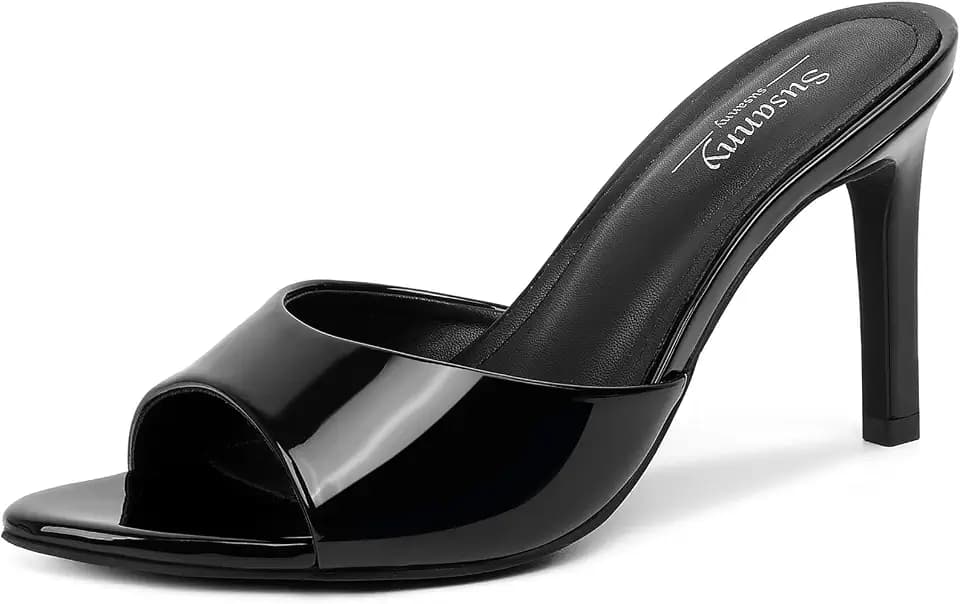 Susanny Women's Sandals Heels Mule High Heels Pointed Open Toe Sandals Sexy Slip on Heeled Summer Casual Wedding Prom Party Comfortable Dressy Shoes