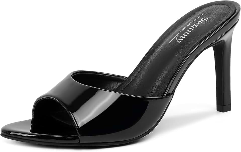 Susanny Women's Sandals Heels Mule High Heels Pointed Open Toe Sandals Sexy Slip on Heeled Summer Casual Wedding Prom Party Comfortable Dressy Shoes