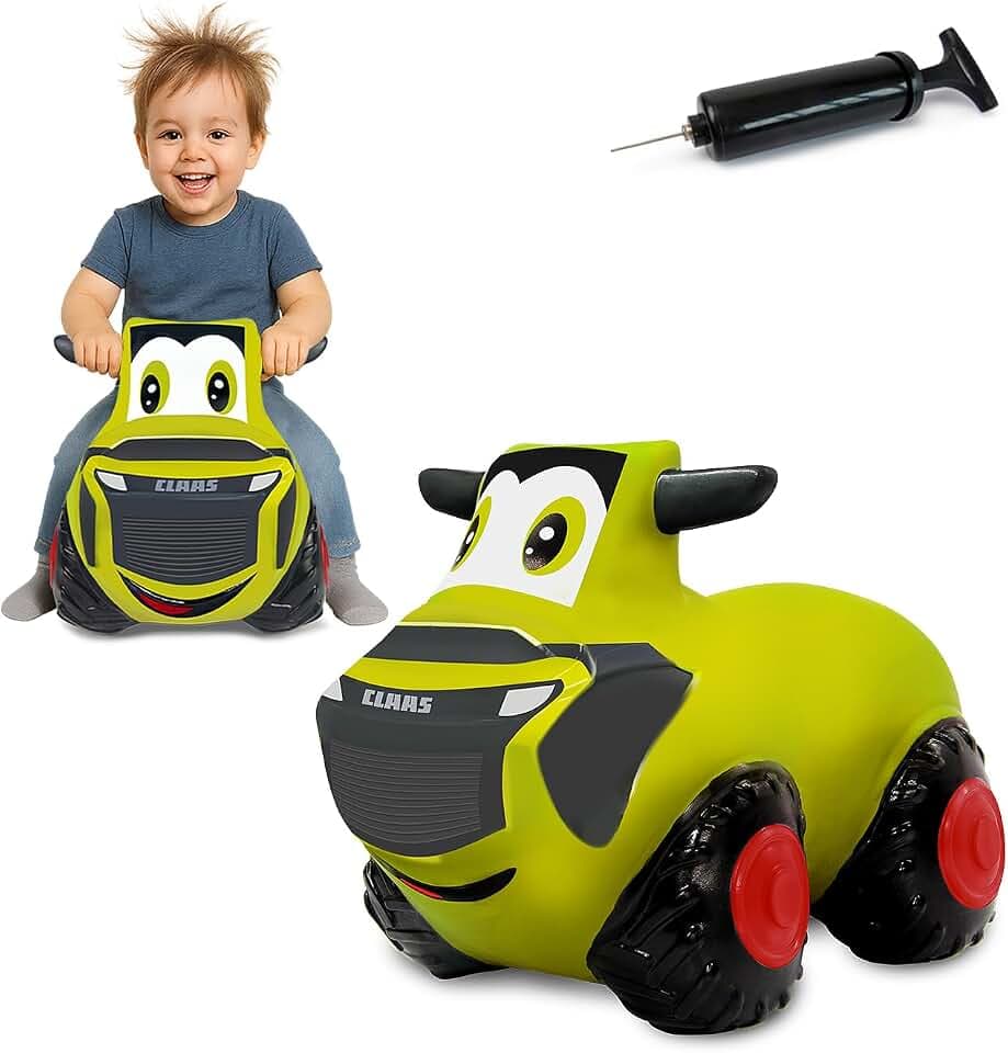 JAMARA 466010 Claas Hüpftraktor HoppyDoo - Spielzeug für Kinder, Hüpfspielzeug Baby Indoor/Outdoor, Geschenk für Kids, Gartenspielzeug, Bouncy, Pflegeleicht, BPA frei, mit Pumpe