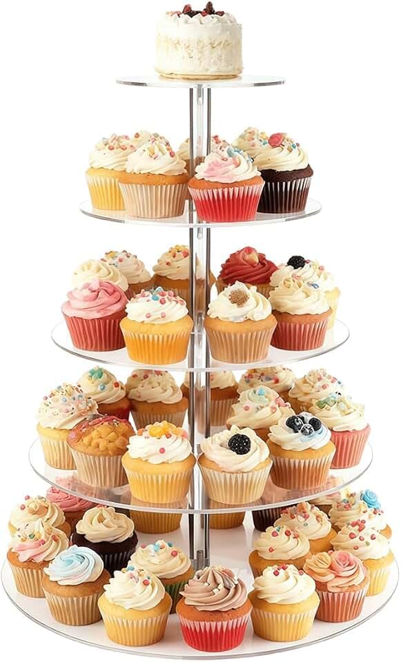 Cupcake Stand 5 Tier Acrylic Round Cup Cake Tower Boxes