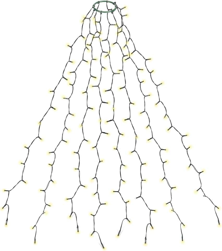 SALCAR 2m Christbaumbeleuchtung mit Ring und 8 Girlanden, 280er LED Überwurf Lichterkette Weihnachtsbaum für 150cm, 180cm, 210cm, 240cm Tannenbaum - Warmweiß