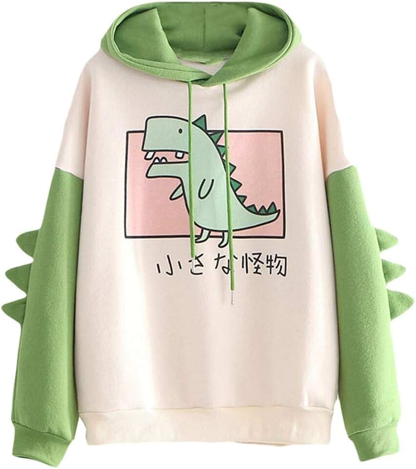 Hoodies für Teenager Mädchen Niedlicher Dinosaurier-Druck Sweatshirt Frauen Hoodie Damen Langarm Tops Pullover Casual Fashion