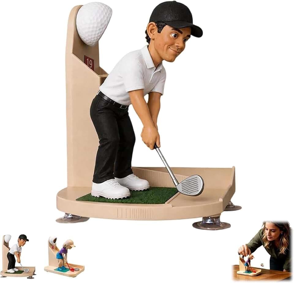 STOAT Golf Flaschenöffner. Bierflaschenöffner mit Cap-Launcher & Sammler, lustiges Golf-Swing-Design, neuartiges Barzubehör, Geschenk für Golfer. (Männer Weiß)
