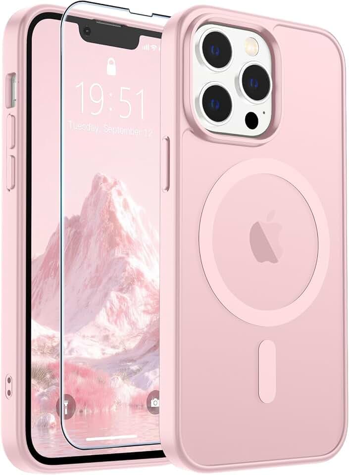 SUPFINE Magnetic for iPhone 13 Pro Max Case Light Pink