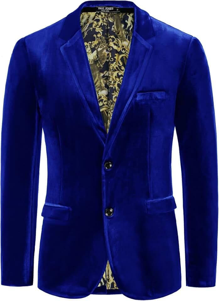 PJ Paul Jones Herren-Blazer aus Samt, Zwei Knöpfe, Sportmantel, solide Anzugjacken für Abendessen, Abschlussball, Hochzeit