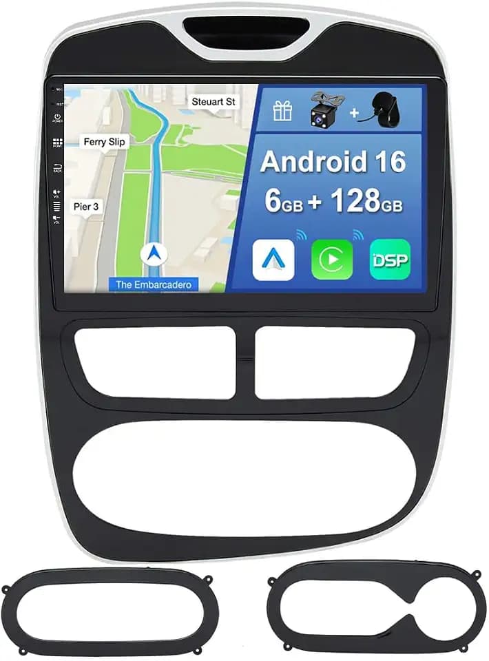 [6GB+128GB] Android 16 Autoradio für Renault Clio 4 ZOE (2012-2019)-[Integriertes CarPlay/Android Auto/DSP/GPS]-10.1” IPS Touch Screen-CAM+MIC-DAB/Mirror Link/Bluetooth 5.0/AHD/360 Kamera/WiFi