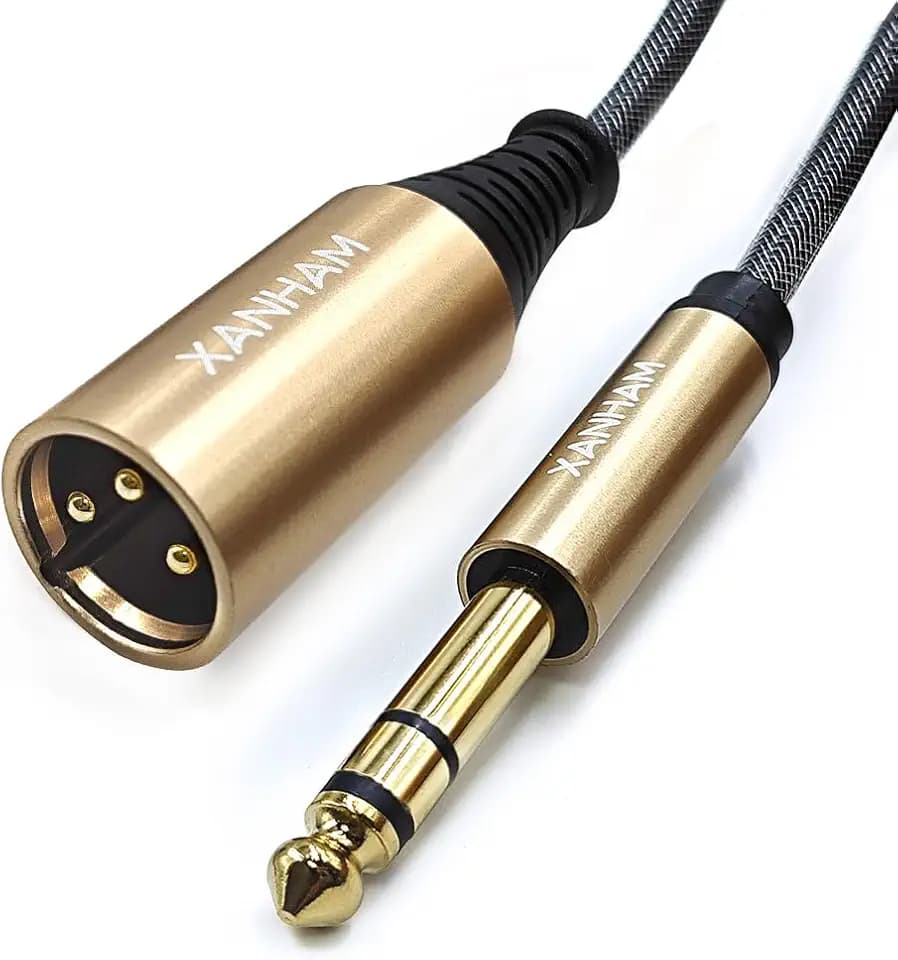 XLR Male to 1/4 Inch(6.35mm) Male 3.3 Feet/1 Meter TRS Balanced Cable XLR to Quarter Inch Jack Patch Cord for Speaker and Microphone