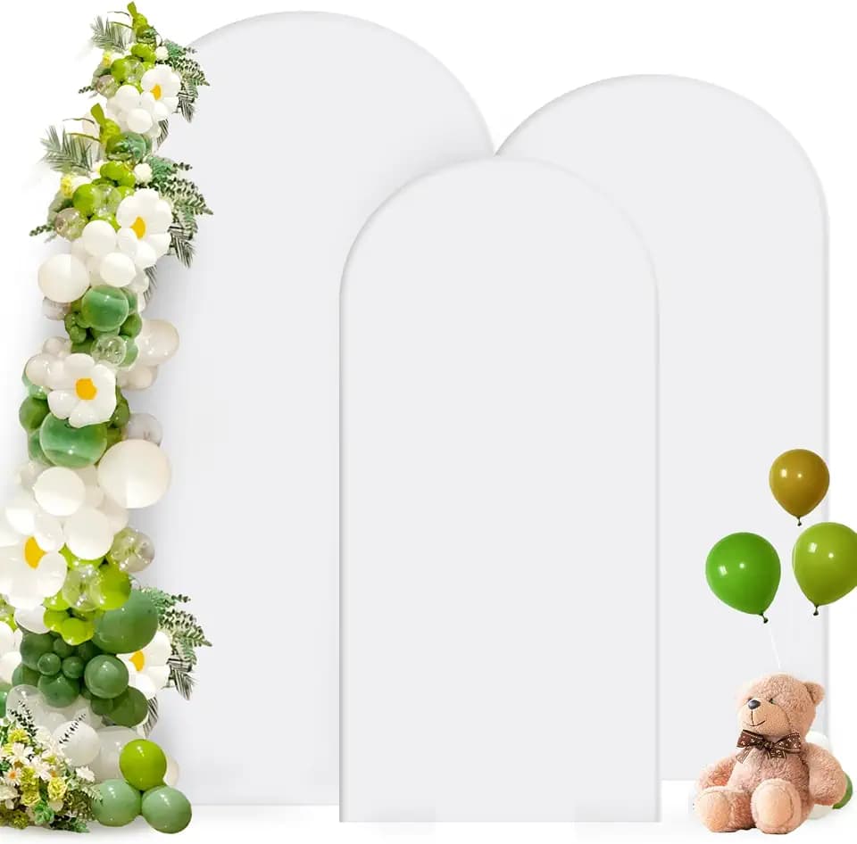 Hemmotop Stretchy White Arch Backdrop Cover Set of 3-7.2ft, 6.6ft, 6ft