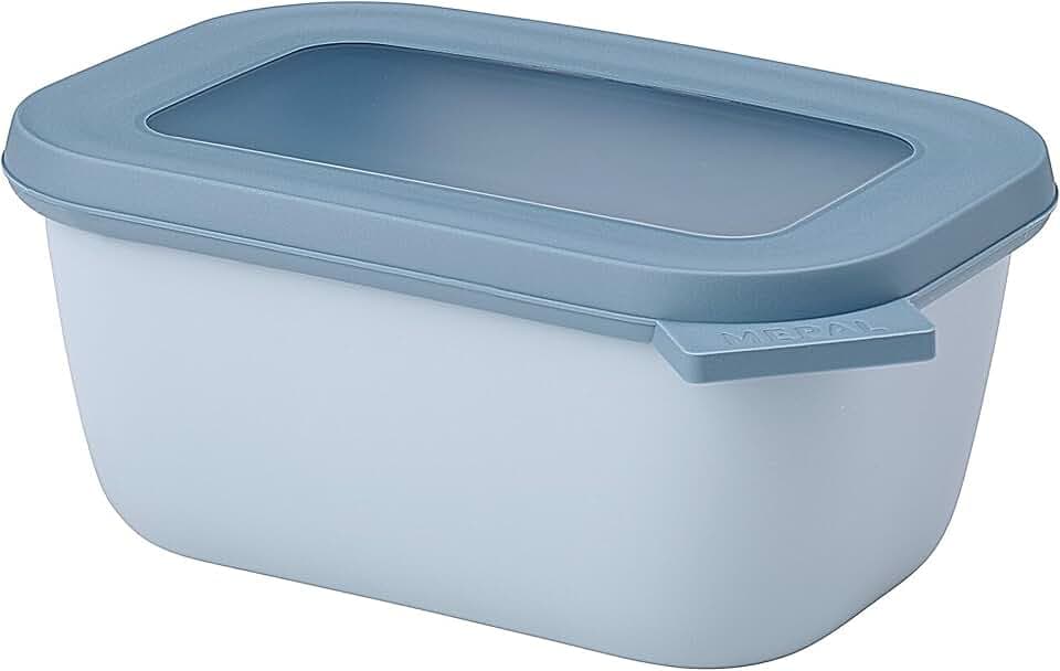 Mepal Multi Bowl Cirqula Rectangular - Mikrowellen Geschir - Geeignet als Luftdichte Aufbewahrungsbox für den Kühlschrank, Mikrowellengeschirr & als Frischhaltedosen - 750 ml - Nordic blue