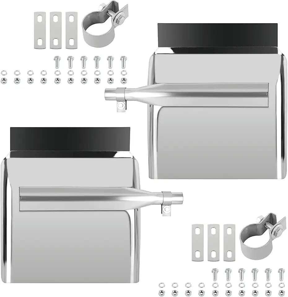 Semi Truck 24 x 24 Quarter Fenders with Tube Bracket and Mounting Hardware, Replacement for Freightliner, Kenworth, Volvo, Peterbilt, etc,Stainless Steel,Chorme Quarter Fenders Set 2PCS