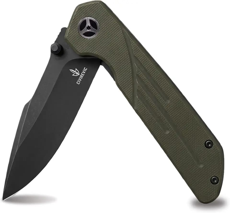 EDC Folding Pocket Knife with G10 Handle - Green