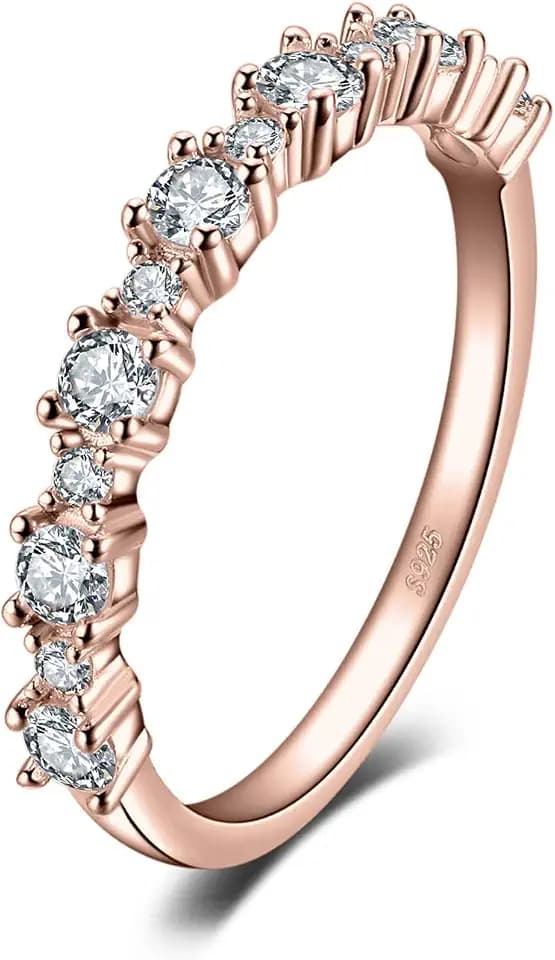 JewelryPalace Verlobungsring Eheringe Ring Silber 925 Damen, Zirkonia Trauringe Damenring Vorsteckring Hochzeitsringe Antragsring Memoirering Ewigkeitsring Band Ringe Set, Damen Schmuck Rosegold Gold