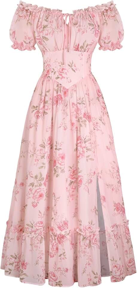 SCARLET DARKNESS Damen Sommer Korsett Kleid Blumen Boho Freizeitkleider