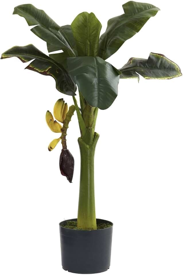 Nearly Natural 3 ft Artificial Banana Tree with Pot Faux Room Decor Plant