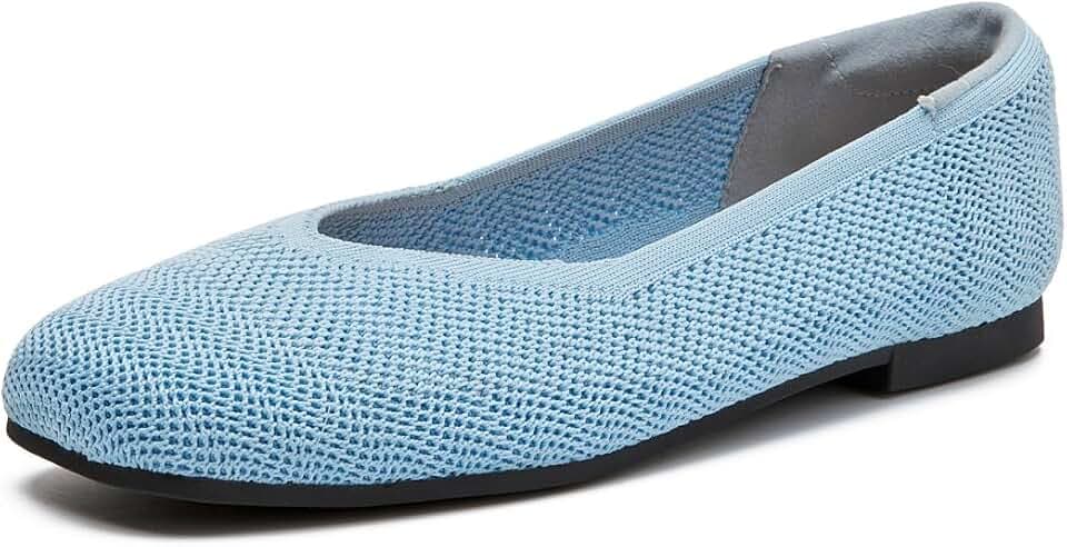 SelRoys Women's Ballet Flats Knit Round Toe Slip-on Shoes
