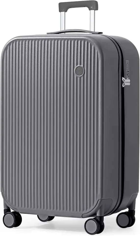 mixi 26 Inch Large Checked Luggage PC Hardshell Suitcases with Wheels for Travel Woman Men, Rock Gray