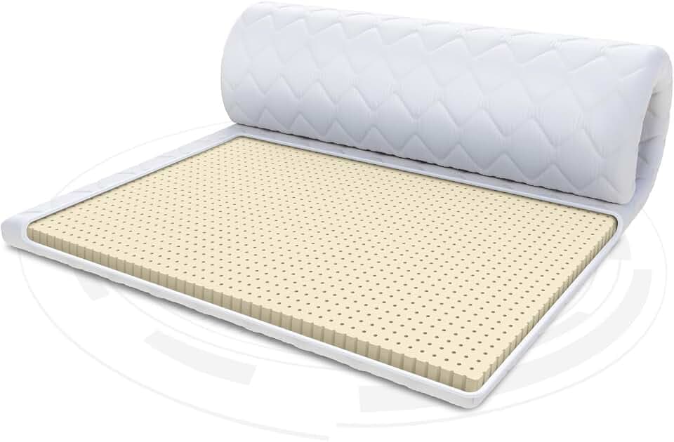 FDM Matratzentopper Latex MAX Matratze Topper 100x200 cm Härtegrad H3 Höhe ca. 4 cm Allergiker Geeignet Öko-Tex Weiß