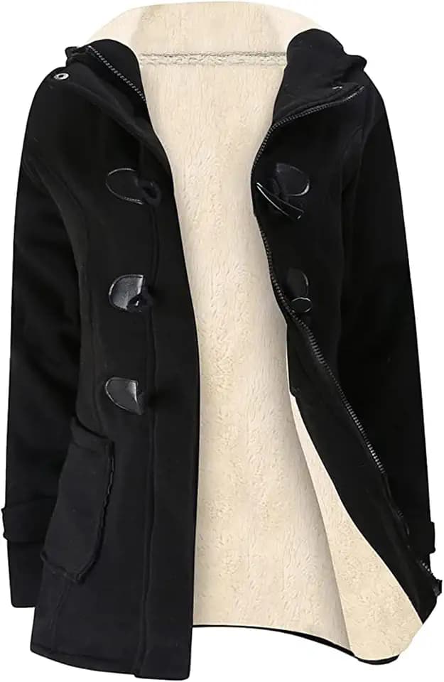 Wyeysyt Winter Jackets for Women Fleece Sherpa Lined Jacket Womens Duffle Toggle Coat Warm Hooded Casual Jacket