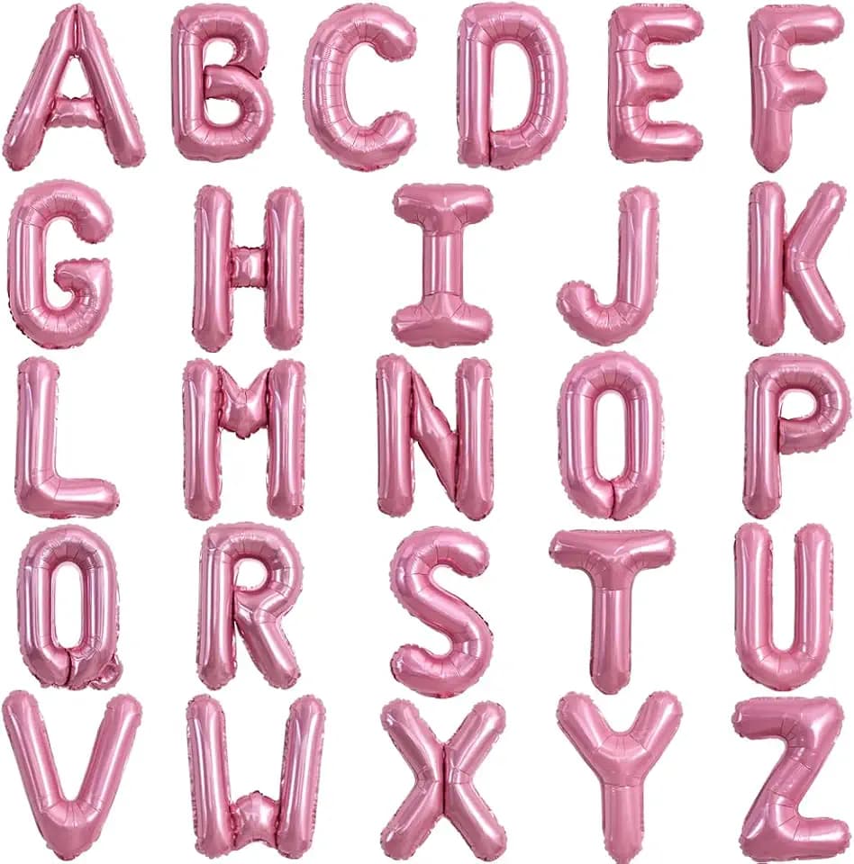 TONIFUL Light Pink Letter Balloons 2 Set 16 Inch A-Z Custom Alphabet Banner