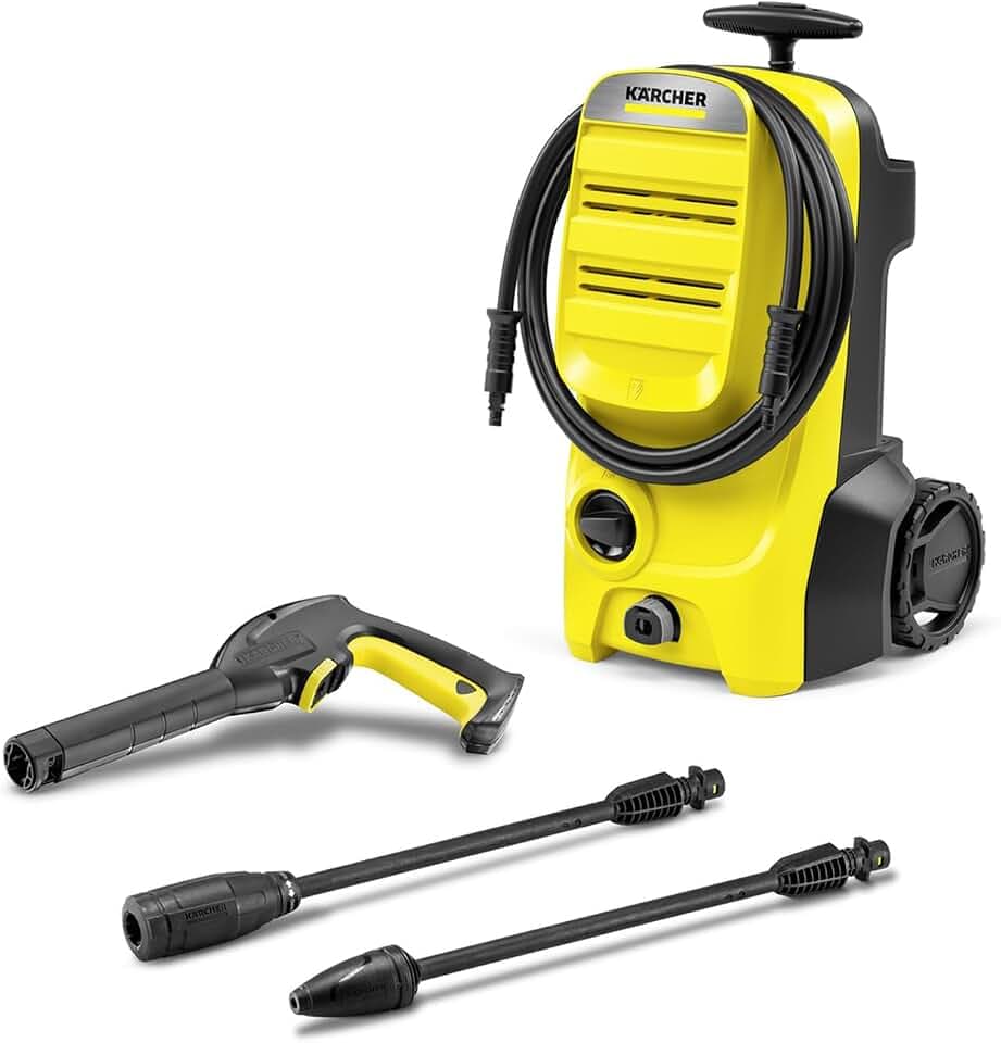 Kärcher K 4 Classic Hochdruckreiniger, Druck: max. 130 bar, Fördermenge: 420 l/h, Flächenabdeckung: 30 m²/h, Wasserfilter, Gewicht: 4,6 kg, Hochdruckschlauch und Pistole, Schmutz-Blaster,