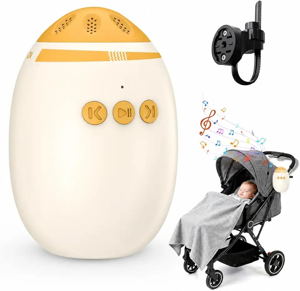 Kinderwagen Schaukler, Wagxoey Einschlafhilfe Baby Wiederaufladbar (USB), 11 Beruhigende Klänge,Stufenlos Ultraleise mit 45-Min Timer, Schaukelt Kinderwagen & Buggy