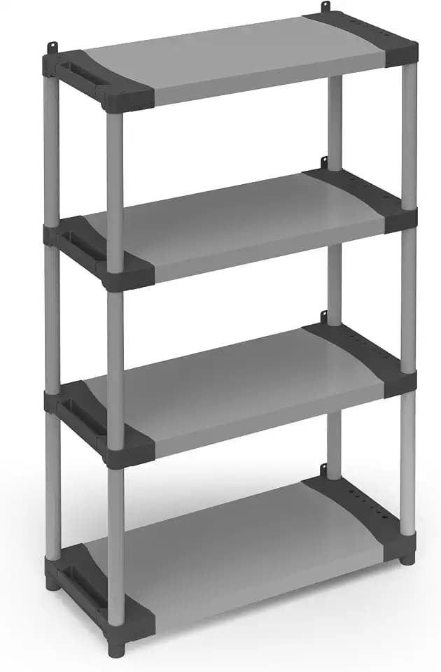 Adventa: Regal aus Kunstharz aus PVC und PP, 4 Regalböden, einfache Montage, modulares System, robust, geeignet für Innen- und Außenbereiche, 80 x 40 x 165 cm