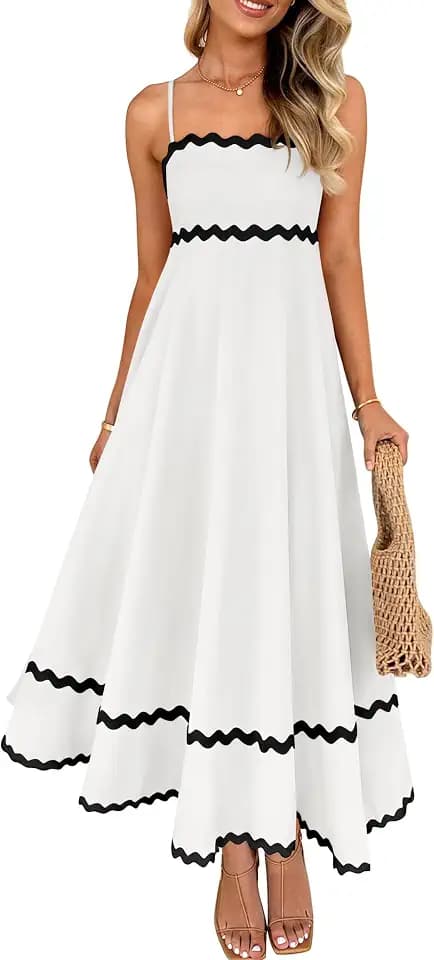 ZESICA Women's 2026 Summer Spaghetti Straps Midi Dress