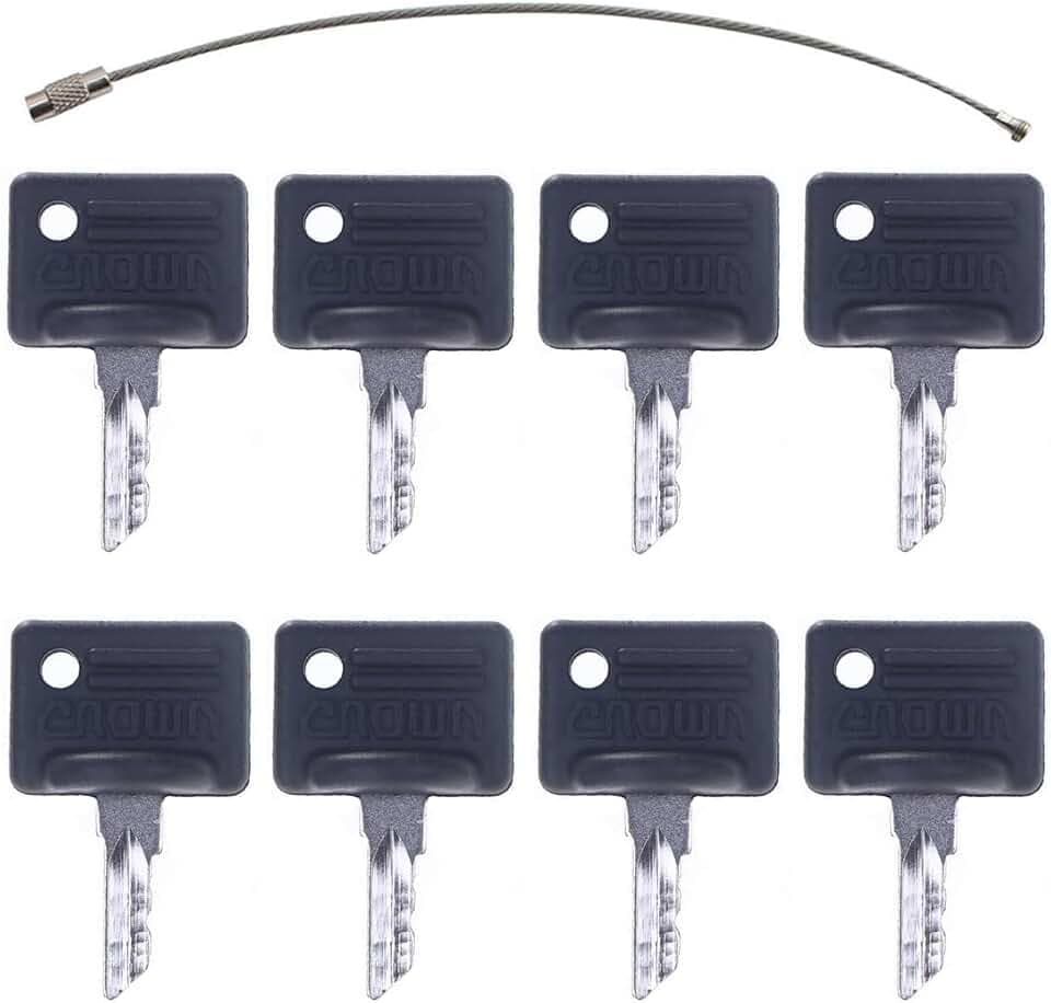 8PCS Ignition Keys 107151-001 089216-001 C250 – Compatible with Crown Forklift Electric Pallet Jacks and Work Assist Vehicles: PE3000, PE4000, PE4500, WP3000, GPW40, WAV50, WAV60