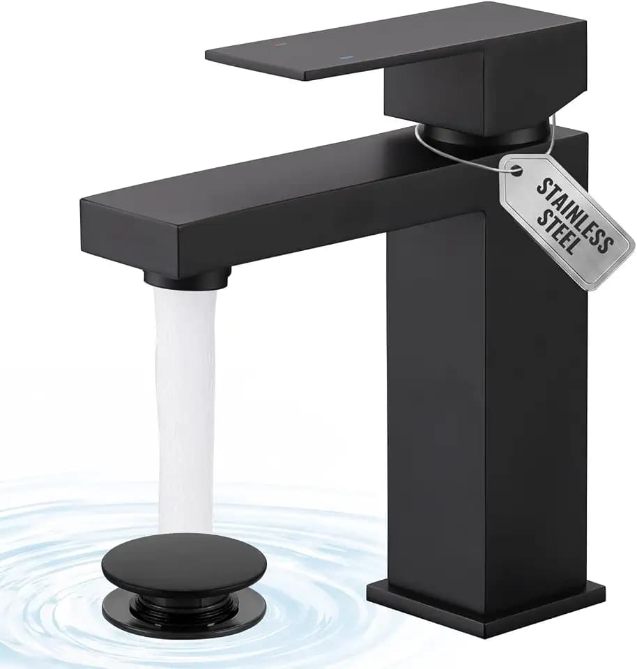 Matte Black Bathroom Faucet ARCORA Single Handle Faucet for Bathroom Sink Modern Single Hole Bathroom Faucet with cUPC Supply Lines and Pop Up Drain