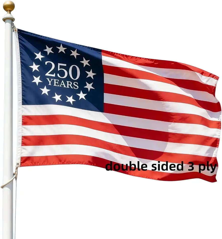 250 Year Betsy Ross American Anniversary USA Flag 3x5 Outdoor Double Sided 1776‑2026 250th US Patriotic Commemorative Banner Decorations with 2 Brass Grommets