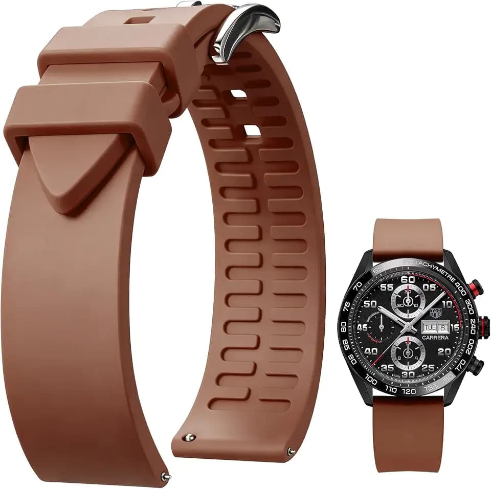 BINLUN Fluororubber Watch Band Quick Release Fluoro Silicone Watch Strap 19mm 20mm 21mm 22mm 24mm Fluoro Rubber Sport Watchbands Replacement for Men Women Black/Brown/Blue/Red/Green/Orange