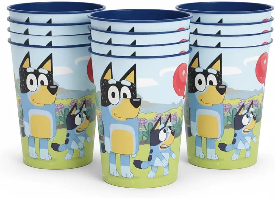 Unique Bluey 12 Pack 16 oz Plastic Reusable Favor Cups