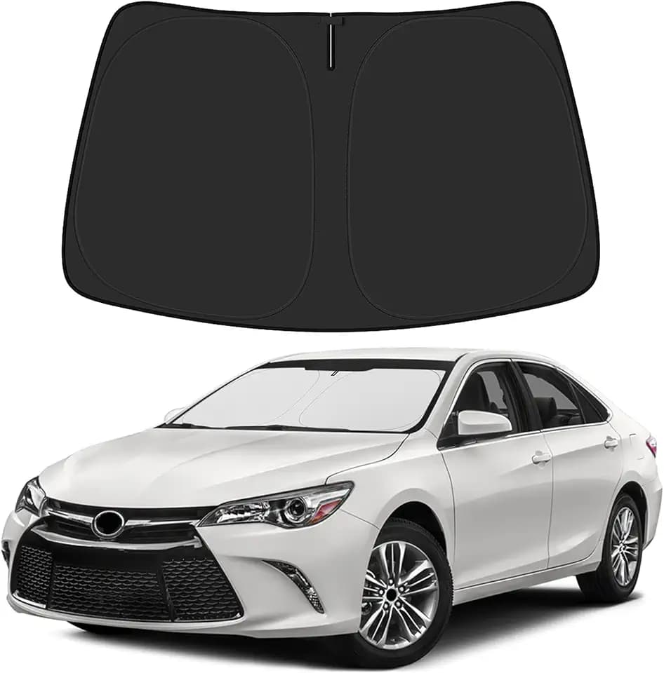 BIBLOZ Car Windshield Sun Shade for Toyota Camry 2012-2017, LE, XLE, SE, XSE, Hybrid Accessories Foldable PET Sunshade Keeps The Car Cool Inside