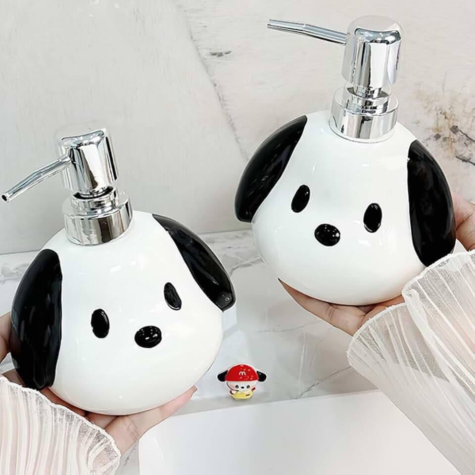 Cute Ceramic Puppy Soap Dispenser - 1pc Dog Shape Lotion Bottle, Refillable Hand Liquid Soap Dispenser with Pump for Bathroom Decor, Dish Soap Bottle for Kitchen Countertop 400ml/13.5oz