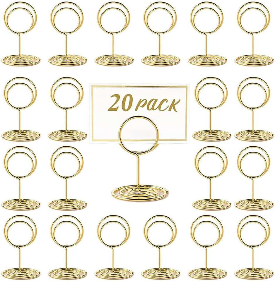 20 Stk Runde Goldene Tischkartenhalter, für Hochzeit & Party