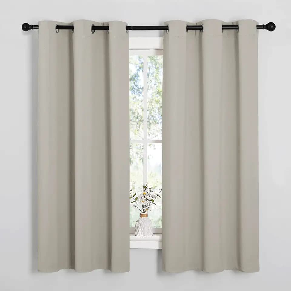 NICETOWN Natural Room Darkening Curtains for Kitchen 42" w x 48" L 2 Panels