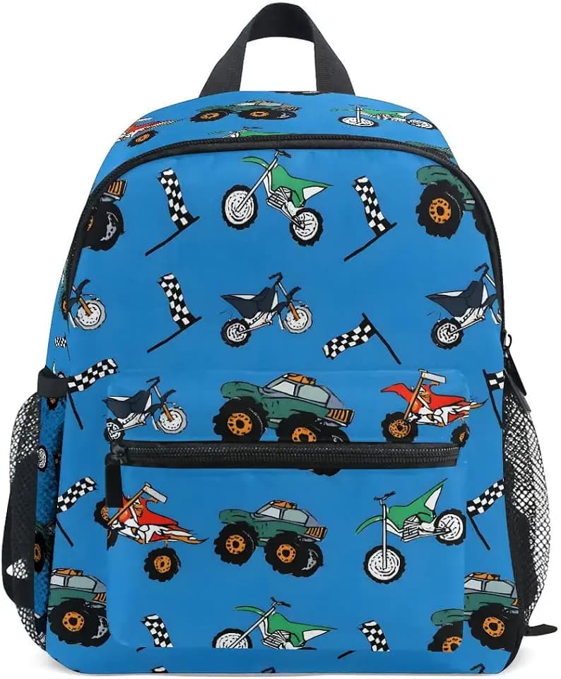 Bolaz Kids Backpack for Boys Truck Toddler Bags Children Preschool Kindergarten Small Chest Strap