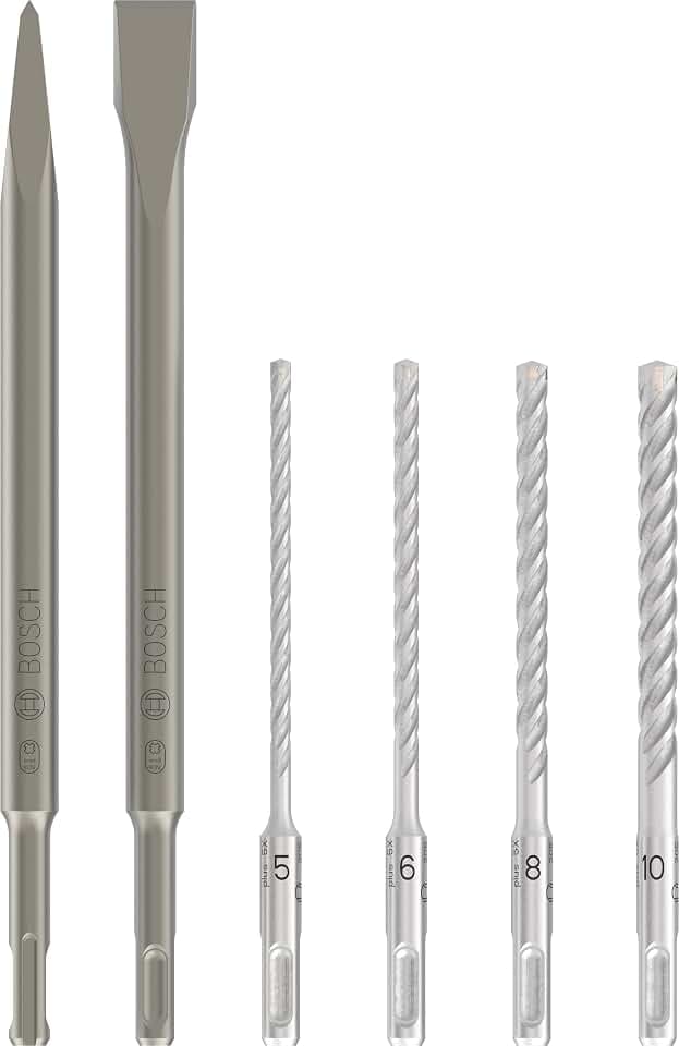 Bosch Accessories 6 tlg. SDS plus-5 Hammerbohrer und Meißel Set (für Beton und Mauerwerk, Zubehör Akku Bohrhammer) - Amazon Edition