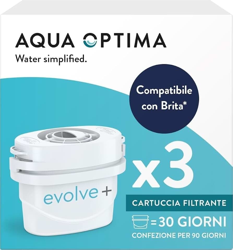 Aqua Optima Evolve+ 3 Wasserfilterkartuschen, kompatibel mit Brita Maxtra+