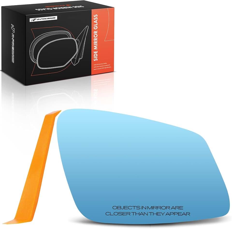 A-Premium Right Passenger Side Heated Blue Mirror Glass with Backing Plate