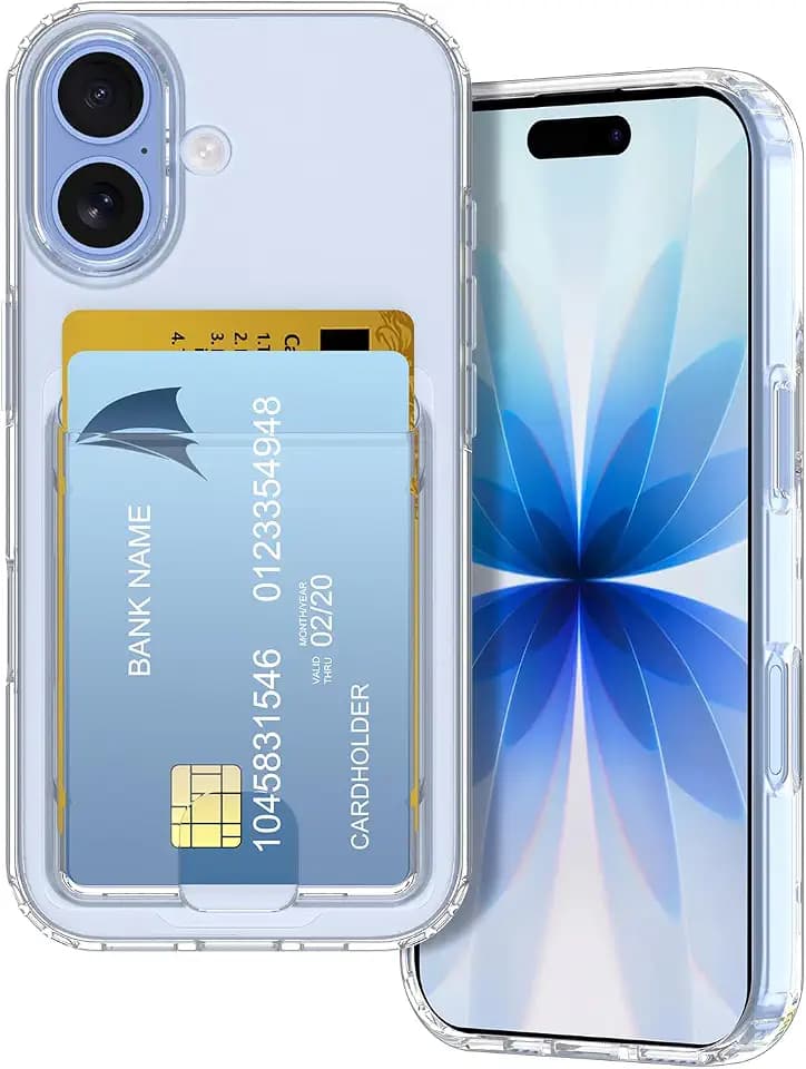 Petocase for iPhone 17 Wallet Case Card Holder Slot Ultra Slim Fit Flexible TPU Gel Rubber Soft Skin Silicone Protective Phone Case Cover for Apple iPhone 17 6.3 inch Crystal Clear