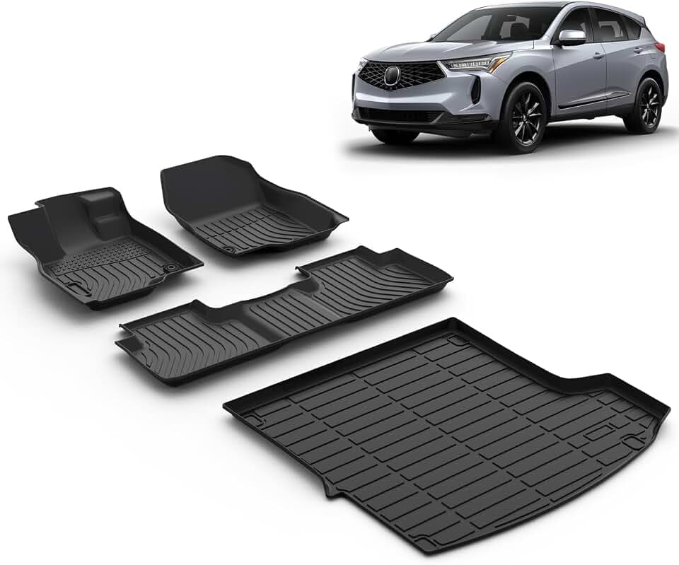 All Weather Car Floor Mats & Cargo Liner Set Fit for Acura RDX 2019 2020 2021 2022 2023 2024 2025 2026 Floor Liners Trunk Liner RDX Cargo Mat Accessories Black